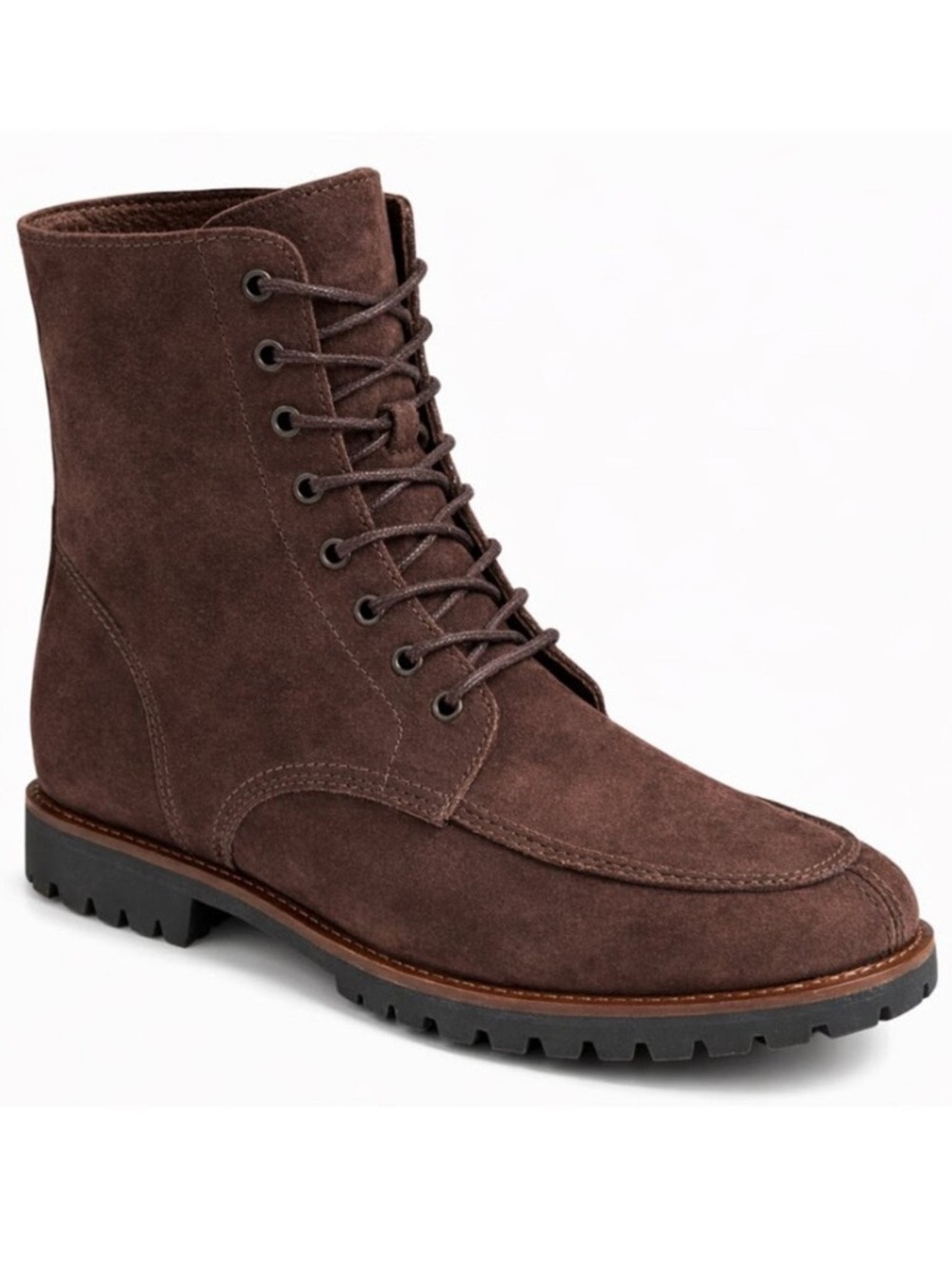 Eddie Bauer Brown Suede Lace-Up Ankle Boots Rugged Lug Sole Comfort Size 11